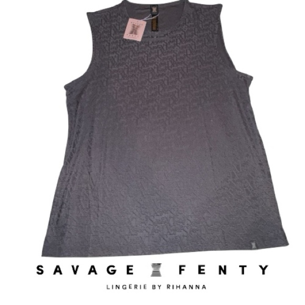 Men’s- Sz Lg- Savage X Fenty Gray Signature Script Sleep Tank- NWT ($45 Retail)​